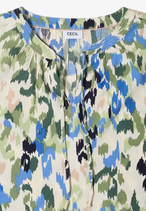 Ärmellose Bluse mit abstraktem Camouflageprint in Blau-, Grün- und Schwarztönen von Cecil