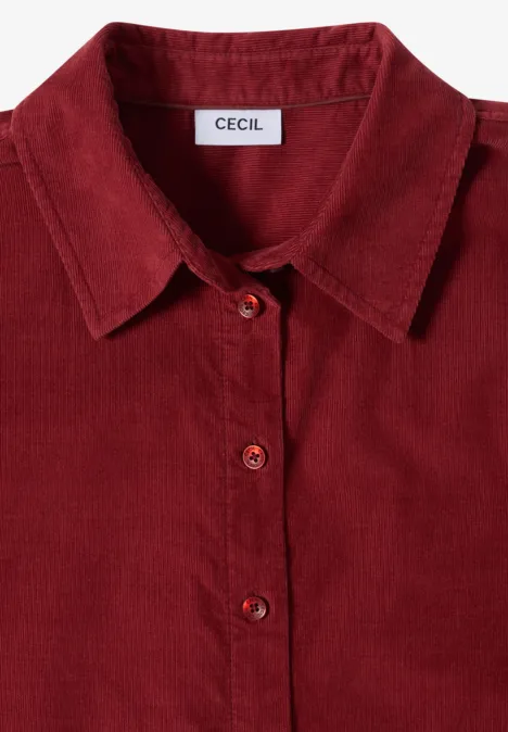 Overhemd met korte mouwen in effen kleur russet red Rood corduroy overhemd met kraag, knopen en 'CECIL'-label aan de binnenzijde