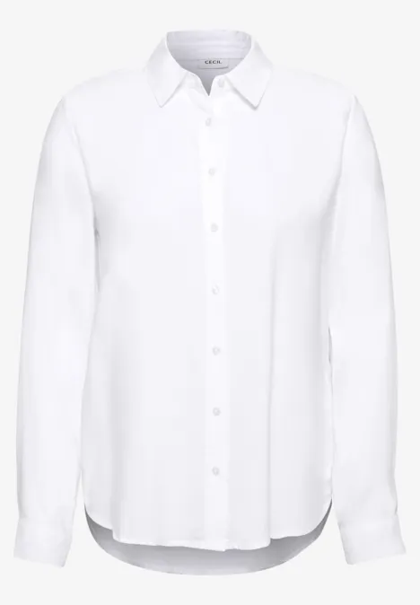 Langarm Hemdbluse mit Knopfleiste White Schlichte weiße, langärmlige Bluse mit Knopfleiste.