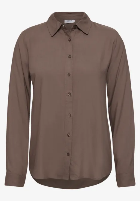 Langarm Hemdbluse mit Knopfleiste urban taupe Braunes, langärmliges Hemd mit Kragen und durchgehender Knopfleiste.