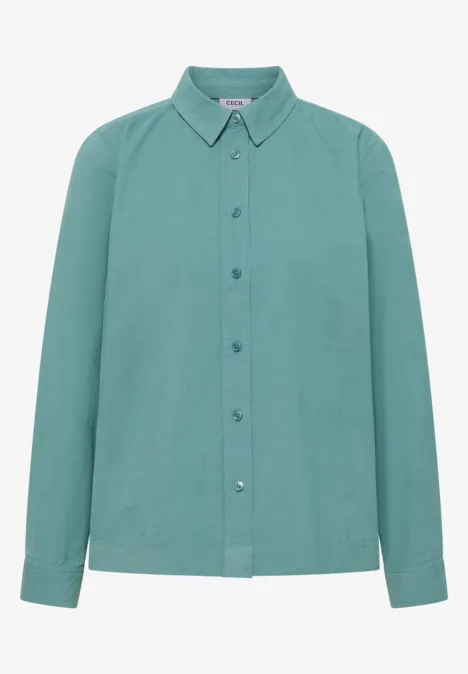 Chemisier à manches longues en velours côtelé mineral blue Chemise turquoise à manches longues, col classique et boutonnière sur toute la longueur.