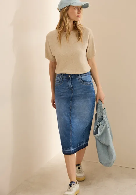Midi-Jeansrock mid blue used wash