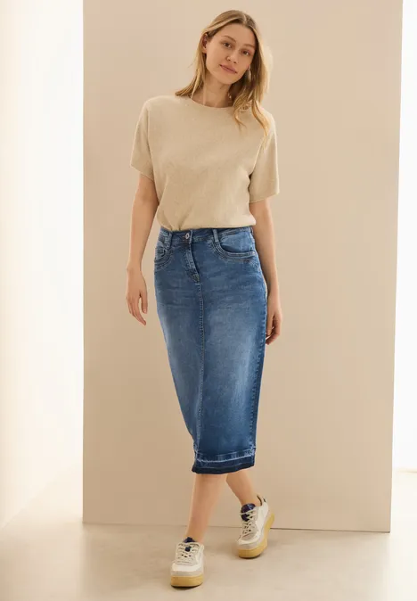 Midi-Jeansrock mid blue used wash