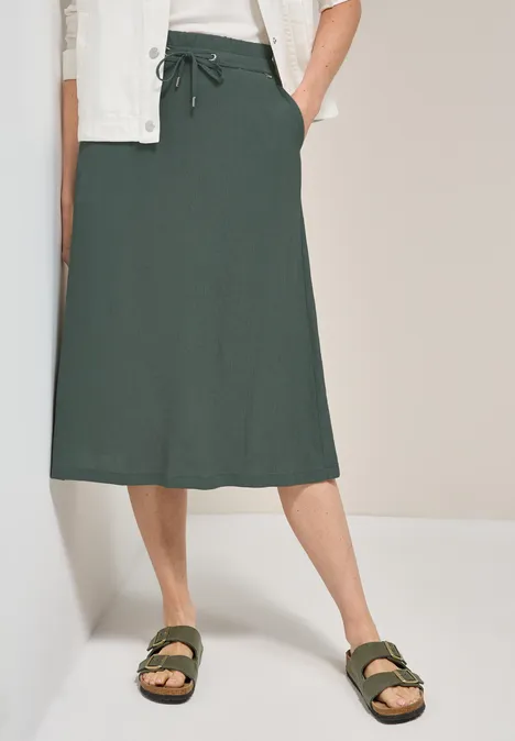 Crepe Rock in A-Linie dark balmy khaki