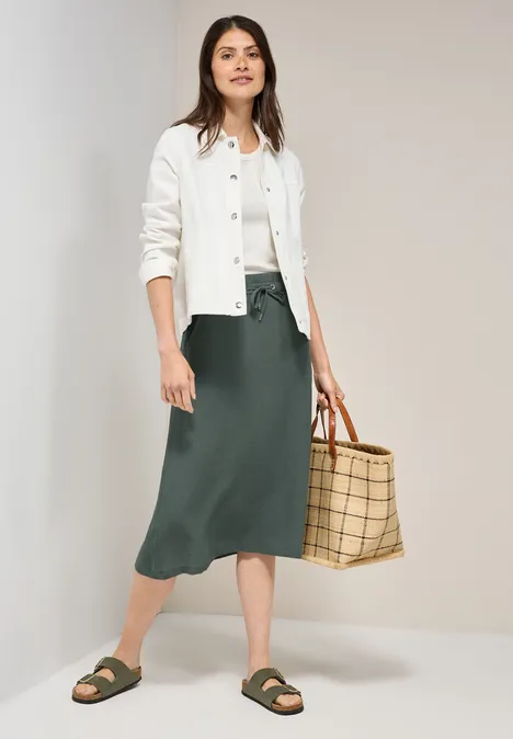 Crepe Rock in A-Linie dark balmy khaki