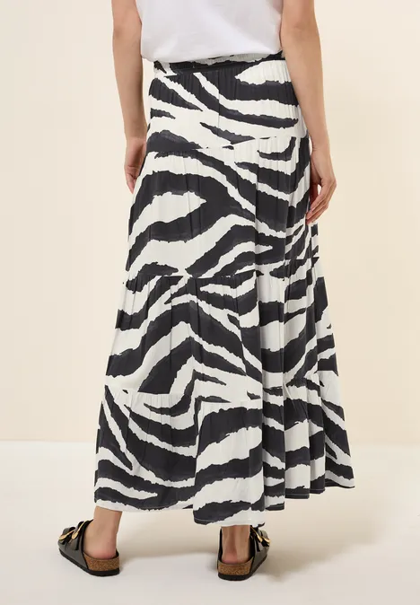Maxi-Rock mit Zebra Print volcanic grey