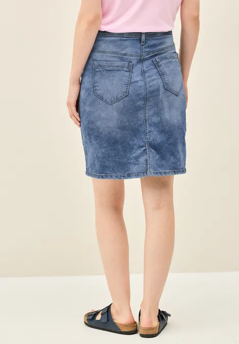 Jeansrock mit Schlitzdetail authentic used wash