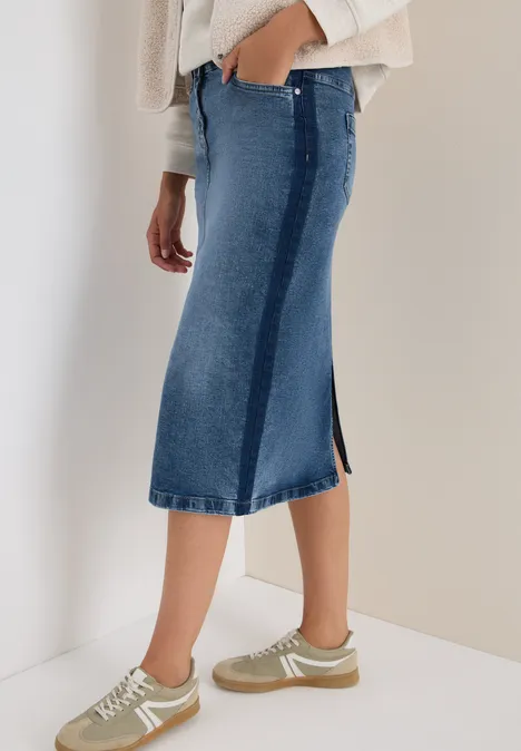 Jeansrock mit Galonstreifen light blue washed