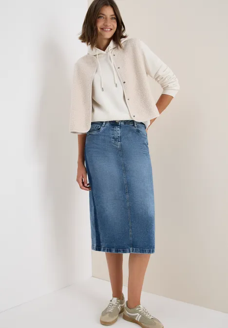 Jeansrock mit Gallonstreifen light blue washed