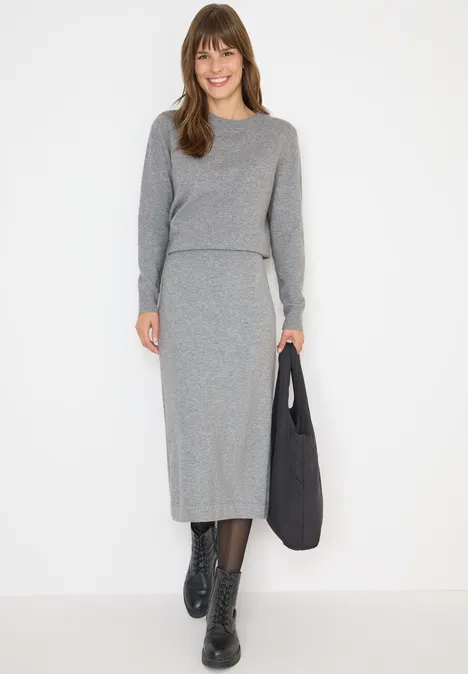 Rock mit Strukturdetails sporty grey melange