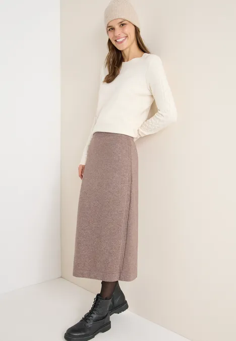 Rok met gestructureerde details chocolate mousse melange