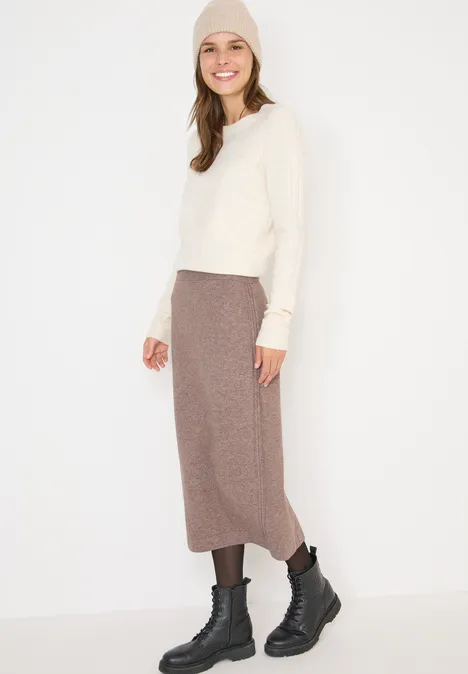 Rok met gestructureerde details chocolate mousse melange