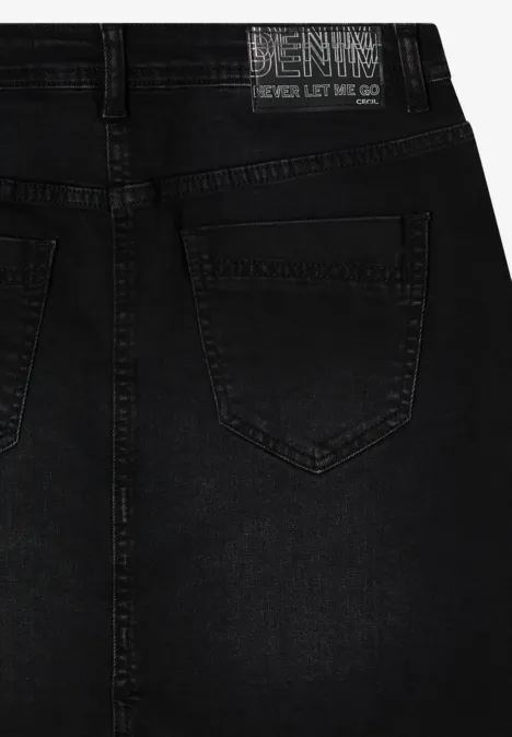 Denim rok met studs black washed