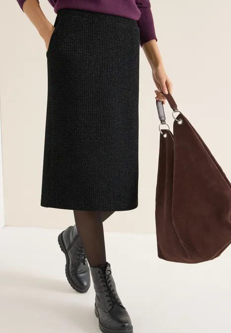 Midi satijnen rok Black