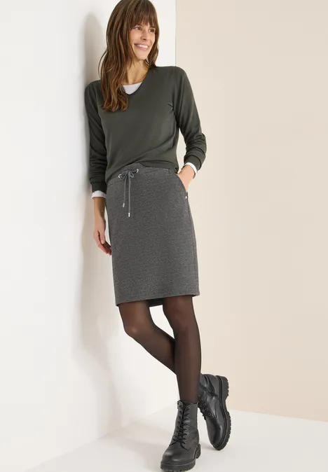 Two-Tone Melange Jogg Skirt raw khaki