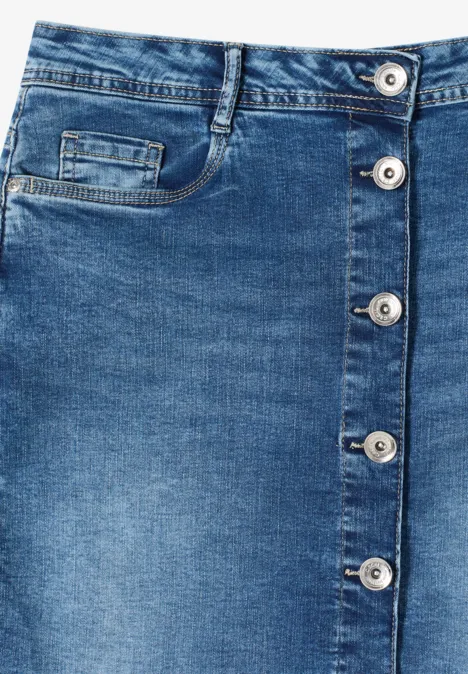 Rock mit Knopfleiste mid blue wash