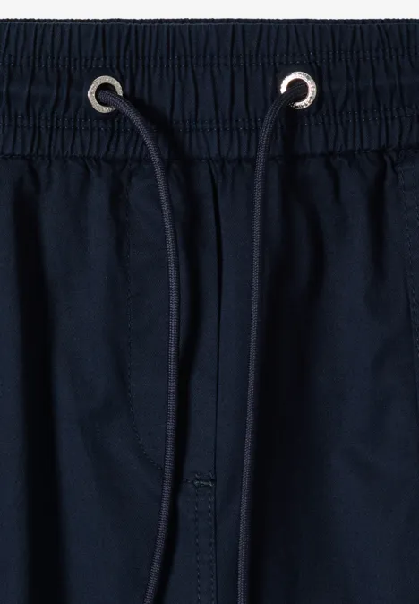 Dunkelblaue Hose mit elastischem Bund und Kordelzug