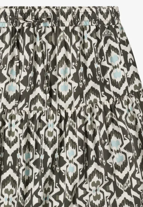 Midi-Rock mit grafischem Muster khaki