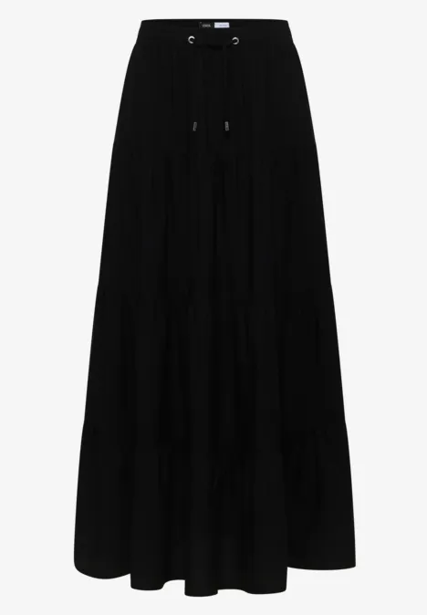 Maxi-Rock mit Volants und Elastikbund Black