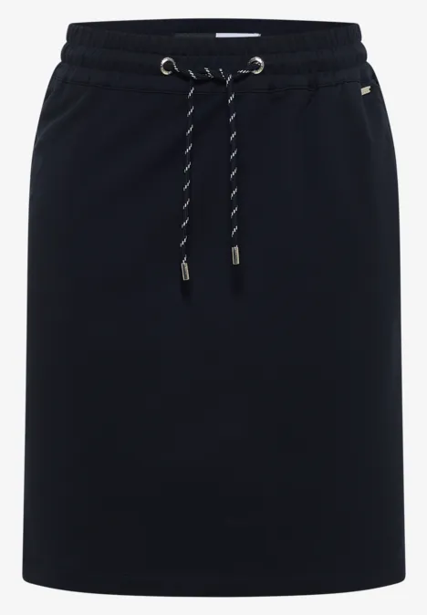 Kniehoge rok met elastische tailleband urban dark blue Donkerblauwe rok met elastische taille en aantrekkoord.