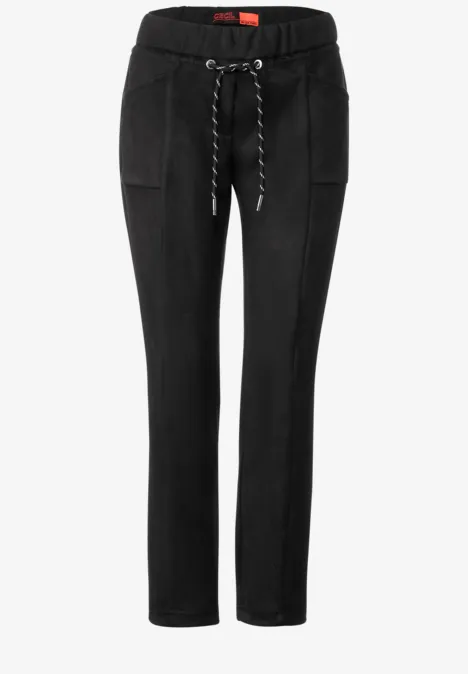 Casual Fit Velourshose Black