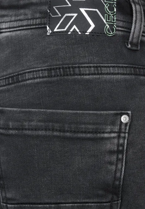 Cosy Slim Fit Thermo Jeans black used wash