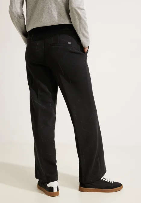 Loose Fit Jacquard Culotte Black