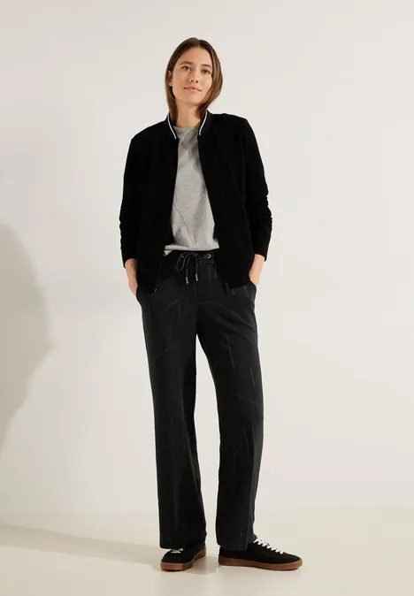 Loose Fit Jacquard Culotte Black