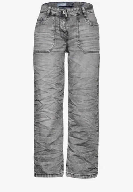 Culotte-jeans met bandana mid grey random wash