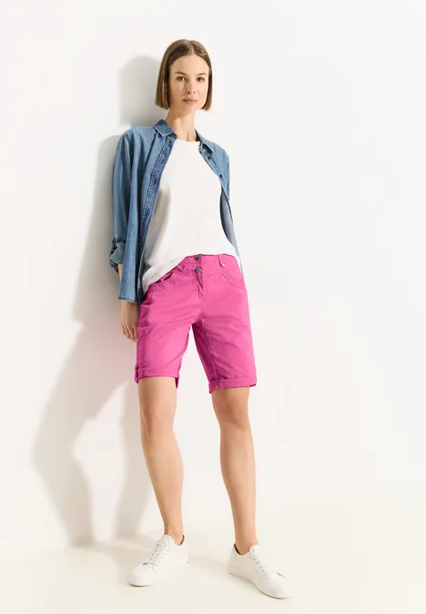 Korte broek met rechte pijpen bloomy pink