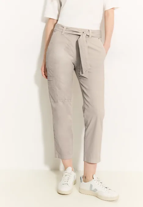 Papertouch Hose mit Gürtel boulder beige