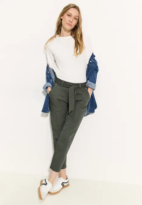 Papertouch Hose mit Gürtel cool khaki