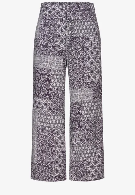 Patchwork Print Hose aubergine red