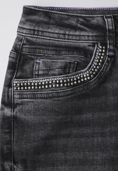 Jeans mit Details black used wash