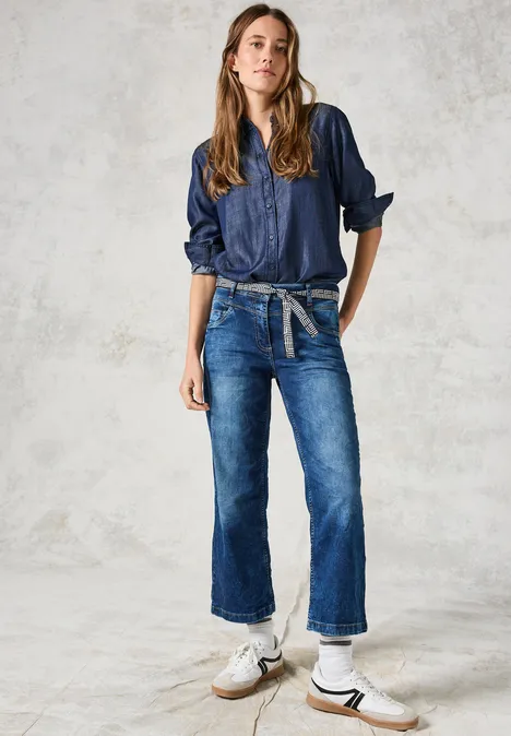 Slanke jeans mid blue used wash