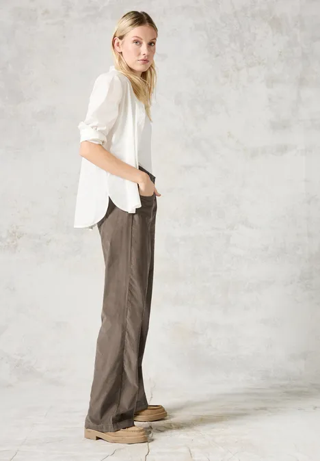 Cordhose im Loose Fit sporty taupe