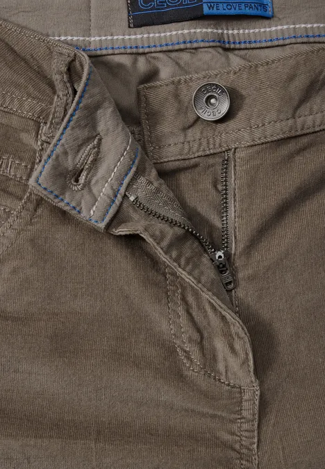 Cordhose im Loose Fit sporty taupe