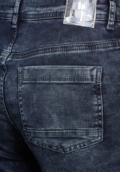 Straight Leg Jeans blue black used wash