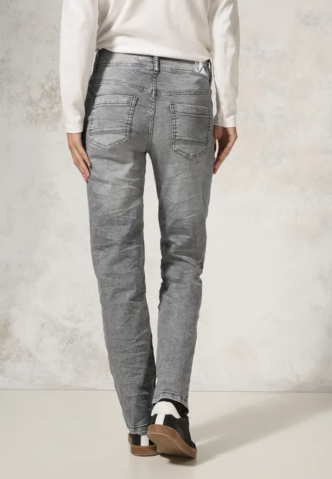 Straight Leg Jeans light grey stone wash