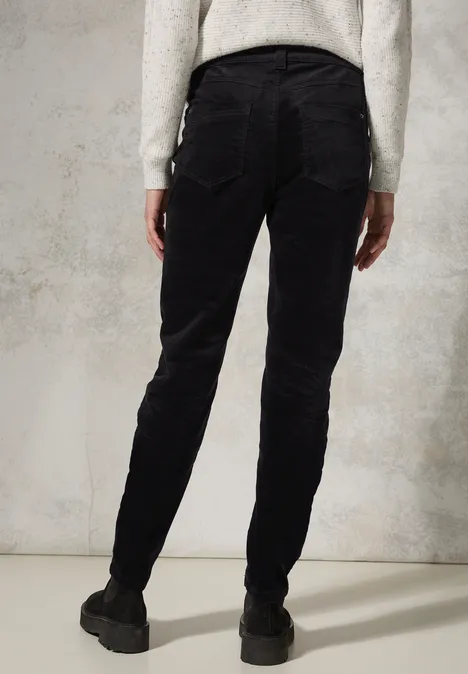Hose im Velvet-Look Black