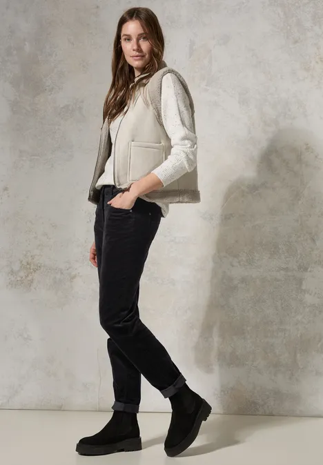 Hose im Velvet-Look Black
