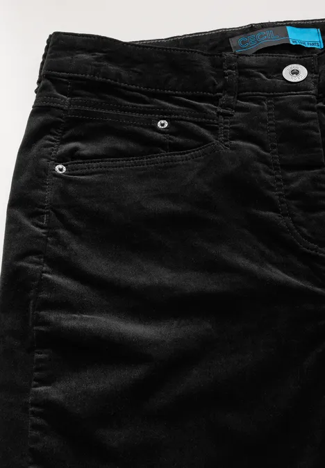Hose im Velvet-Look Black