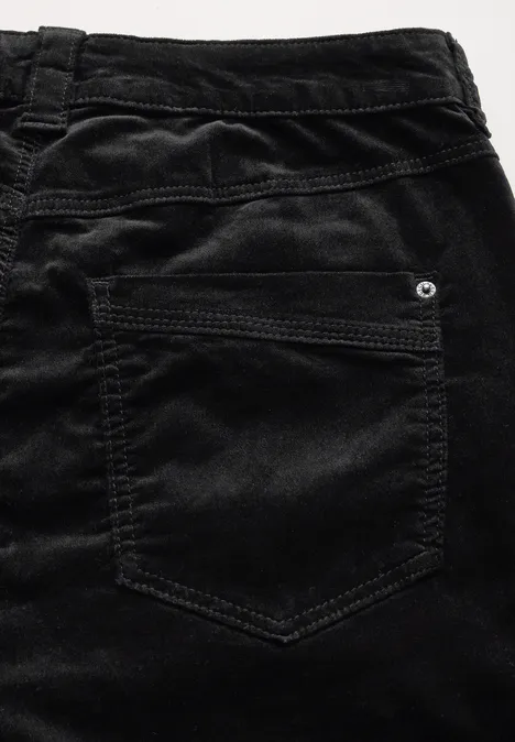Hose im Velvet-Look Black