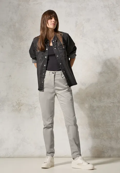 Hose im Velvet-Look soft silver