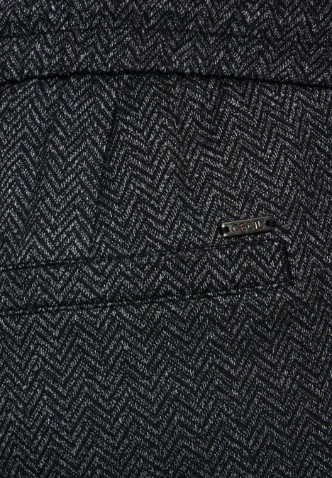 Hose im Herringbone Look deep charcoal grey