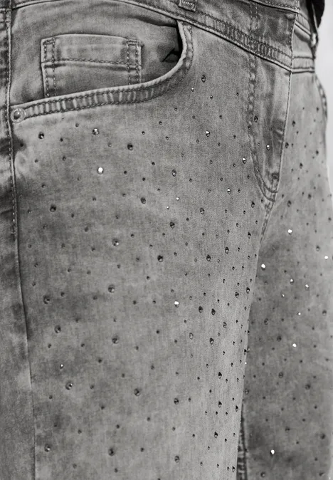 Jeans mit Glitzerdetails mid grey random wash