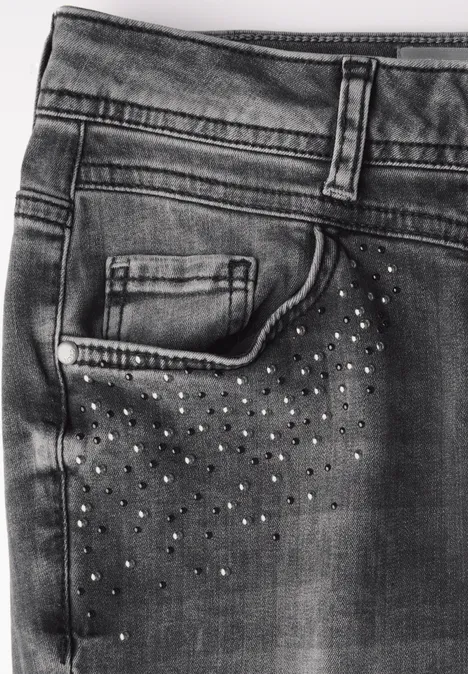 Jeans mit Glitzer-Details mid grey used wash Jeans mit Glitzer-Details mid grey used wash