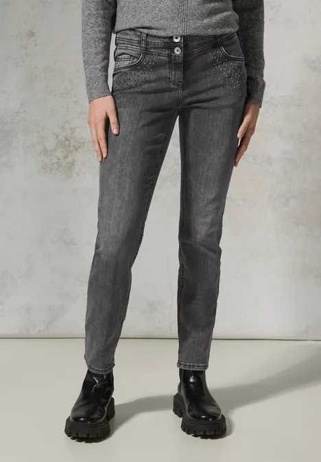 Jeans mit Glitzer-Details mid grey used wash Jeans mit Glitzer-Details mid grey used wash
