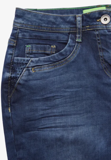 Jeans mit Glitzer-Details mid blue used wash