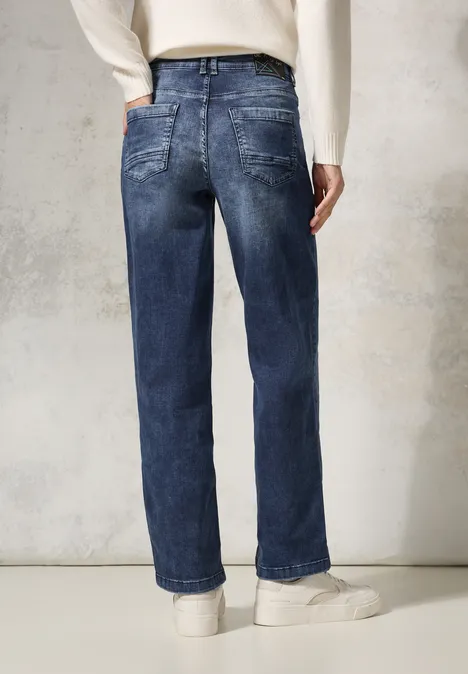Wide Leg Jeans mid blue used wash